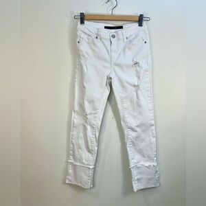 Joe's Jeans Mid Rise White Distressed Cuffed Denim Girls Size 14 Jeans 5 Pocket